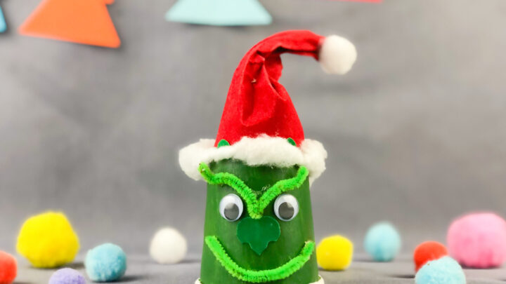 Easy Kid's Grinch Christmas Craft with a Paper Cup!