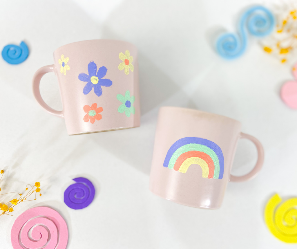Ceramic Mug Painting Rainbow Flowers